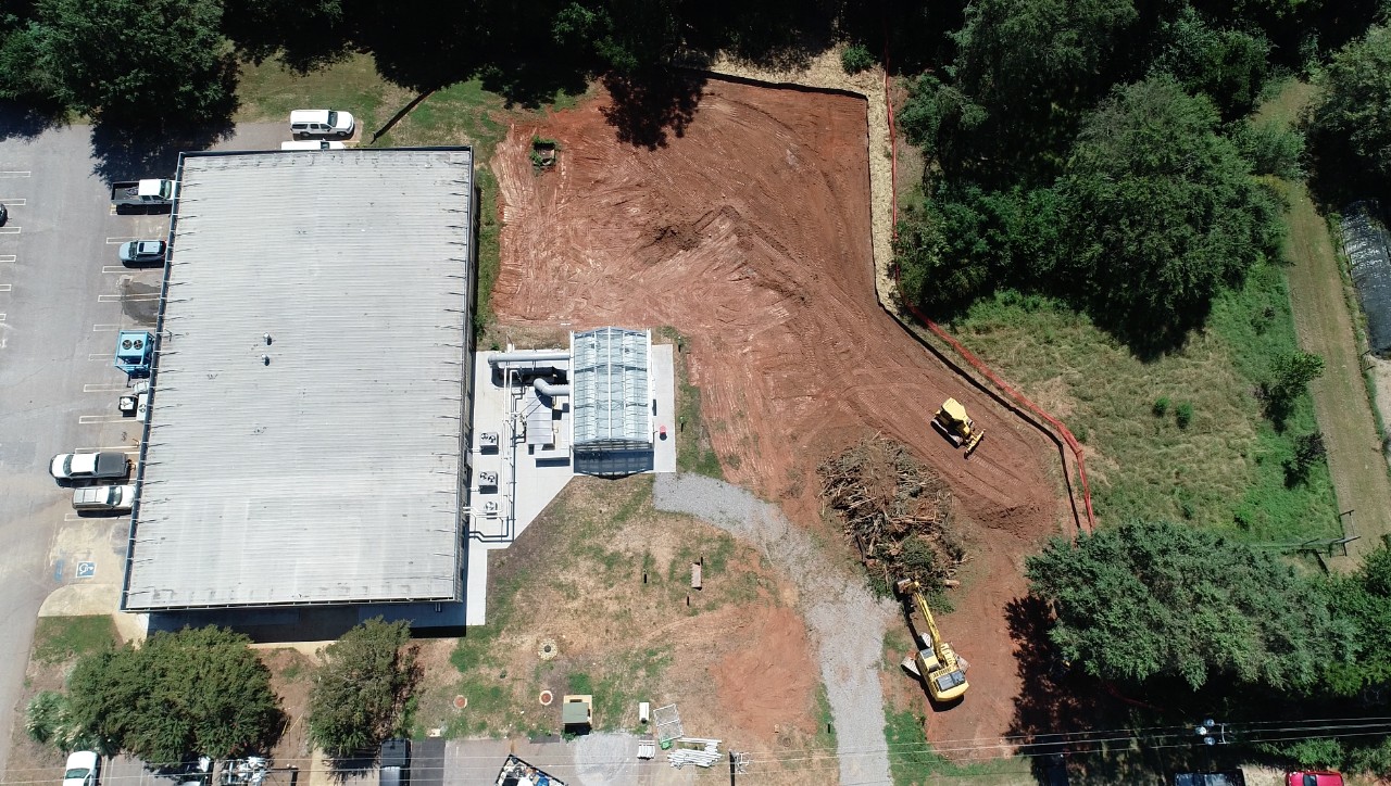 The future location of the multi-disciplinary greenhouse will surround the recent cool-season greenhouse construction.