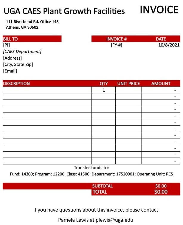 Appendix G: Example Quarterly Invoice for PGF Use